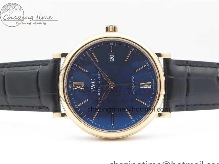 MIROTIME 0809 MoistureWicking Portofino Automatic RG IW356522 FKF 1:1 Best Edition Blue Dial on Black Croco Strap A 7109